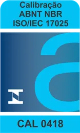 Símbolo de acreditação Cgcre: Calibração ABNT NBR ISO/IEC 17025, CAL 0418