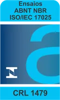 Símbolo de acreditação Cgcre: Ensaios ABNT NBR ISO/IEC 17025, CRL 1479